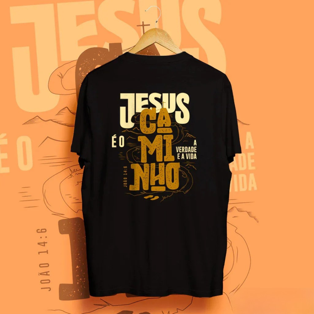 Camiseta Cristã Oversized Streetwear “Jesus é o Caminho” Unissex 100% Algodão
