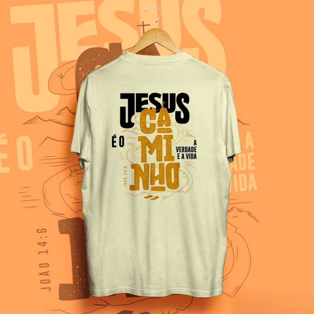 Camiseta Cristã Oversized Streetwear “Jesus é o Caminho” Unissex 100% Algodão