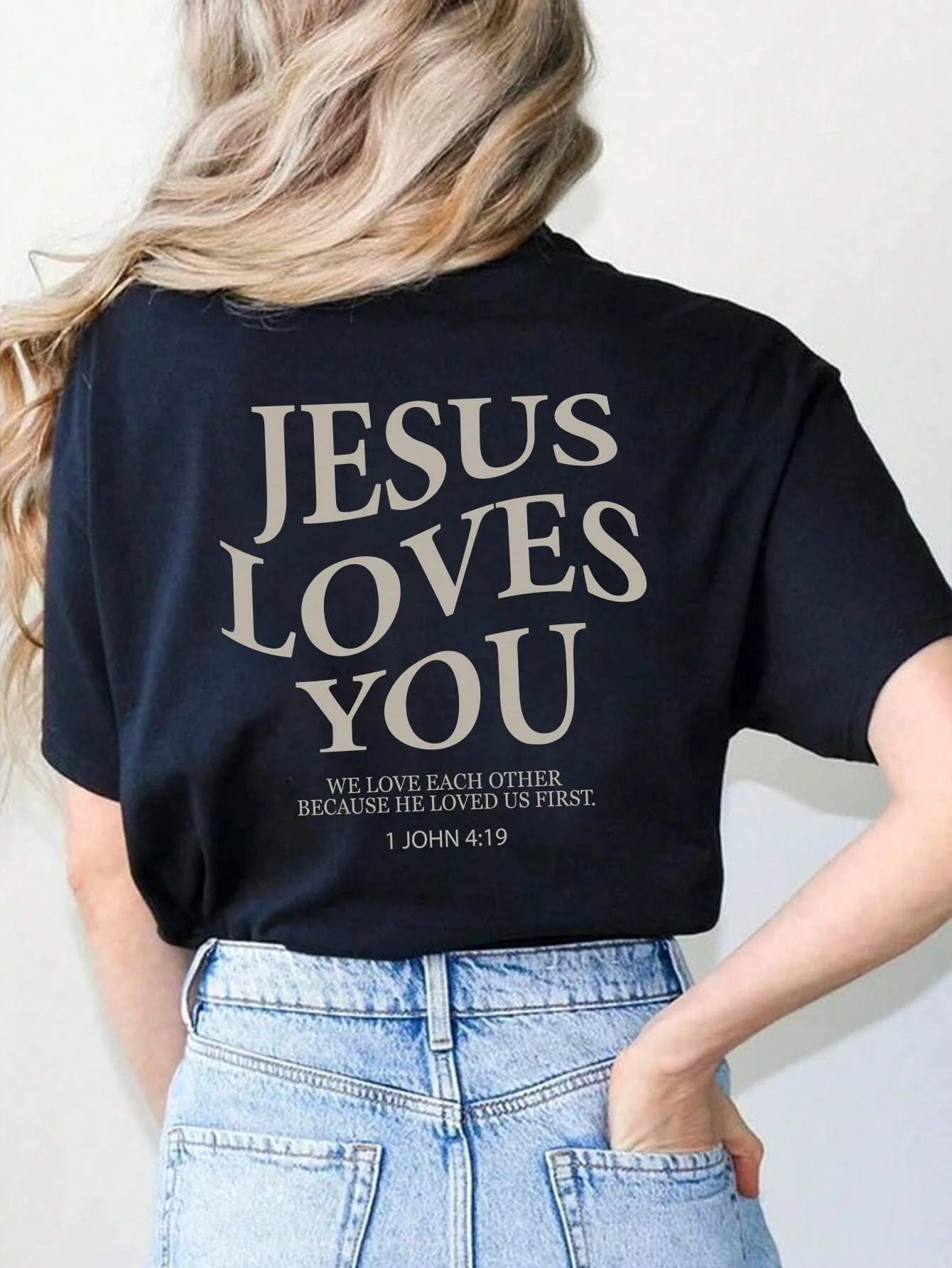 Jesus Loves You Letter Print Women T-Shirts Summer Breathable Soft Tees Street Fashion Short Sleeve Casual Sport Loose Clothes